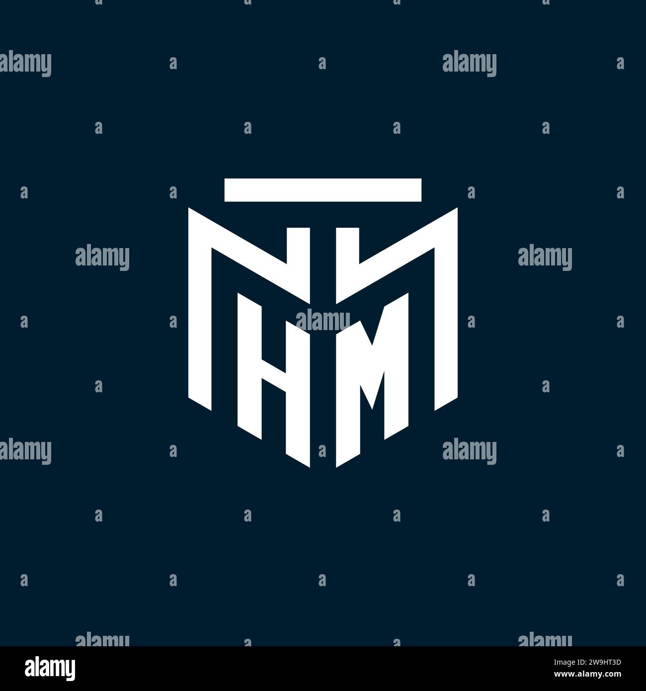 Logo iniziale monogramma HM con ispirazione astratta dal design geometrico Illustrazione Vettoriale