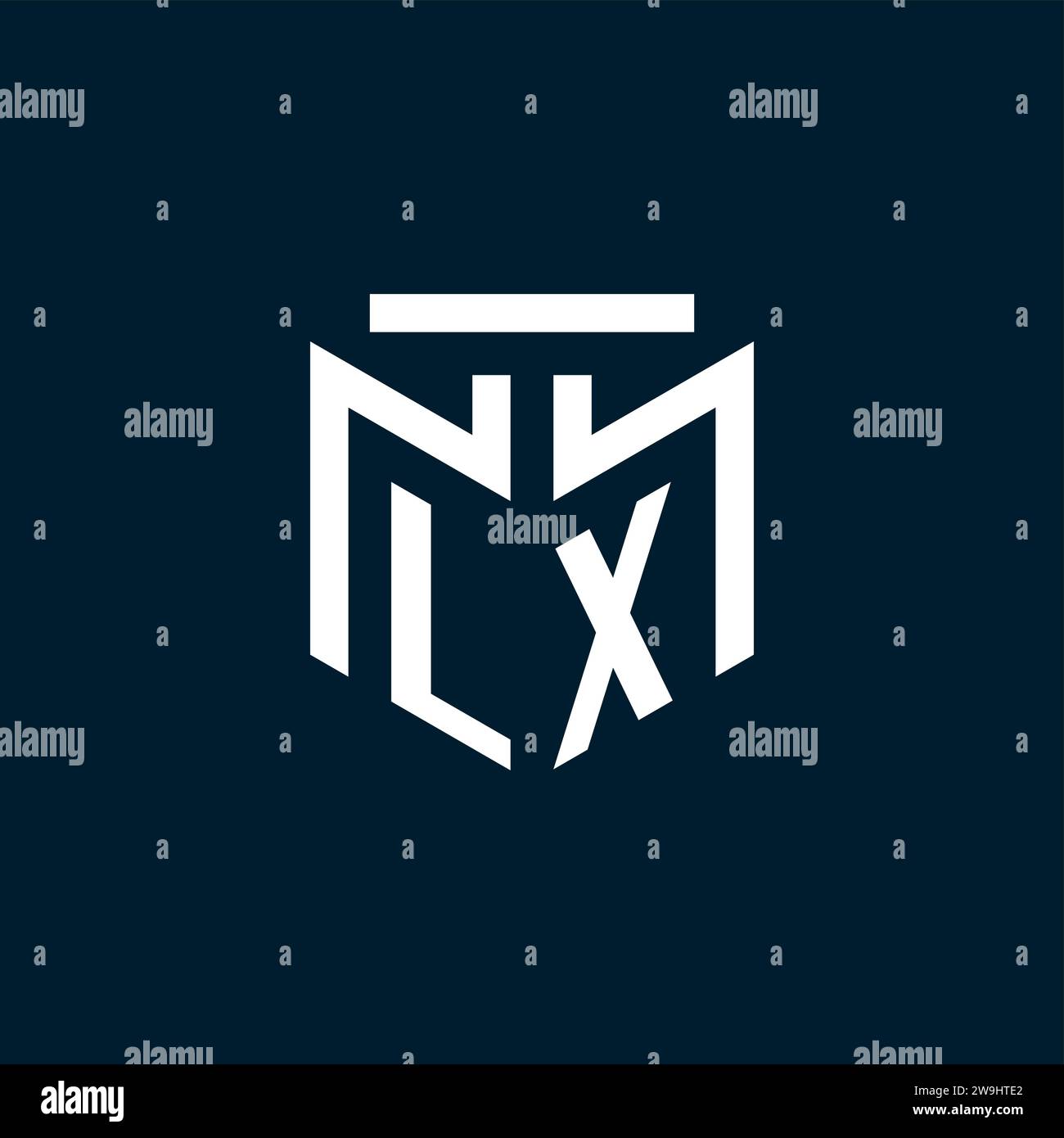 Logo iniziale monogramma LX con ispirazione astratta dal design geometrico Illustrazione Vettoriale
