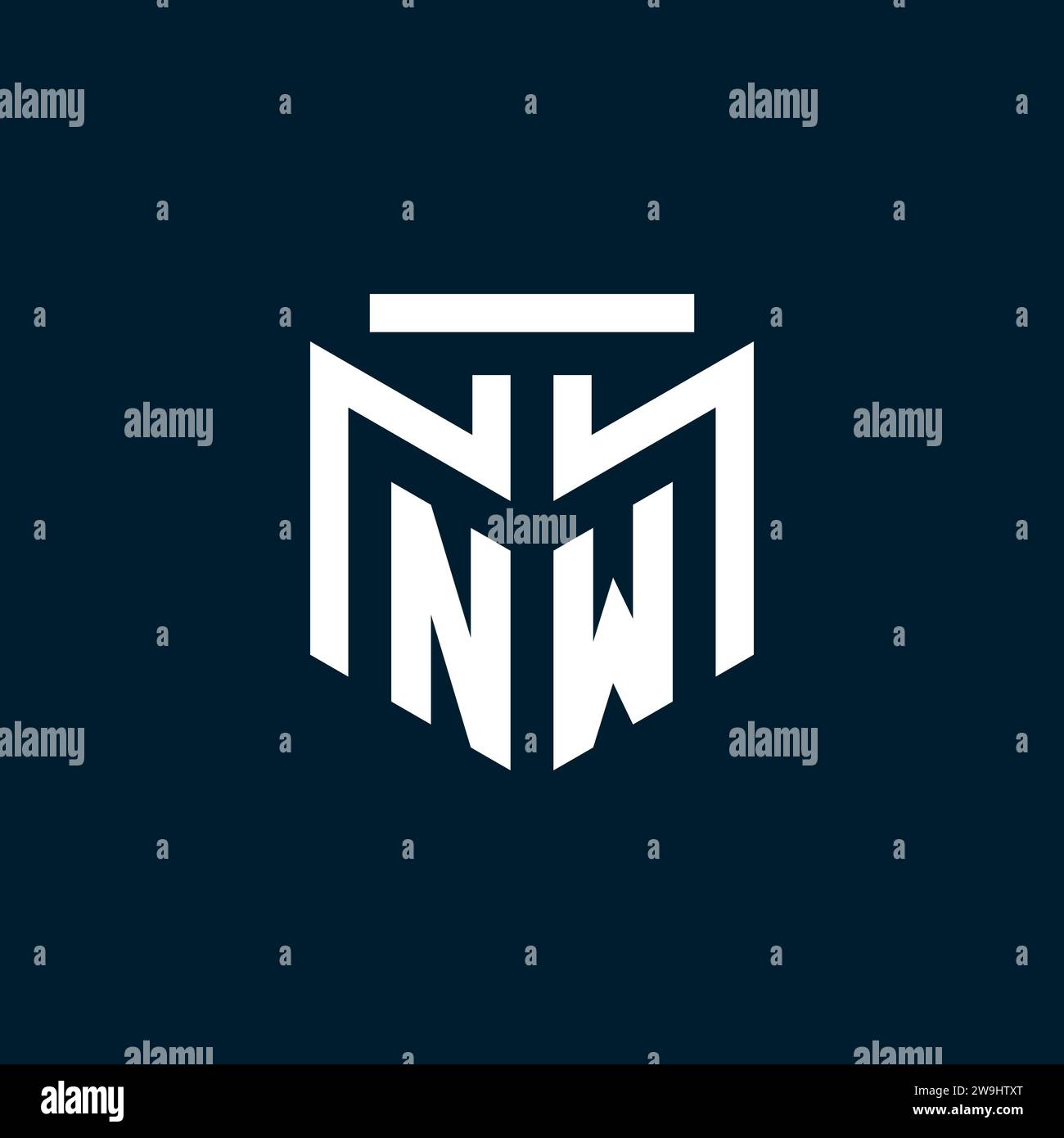 Logo iniziale monogramma NW con ispirazione astratta dal design geometrico Illustrazione Vettoriale