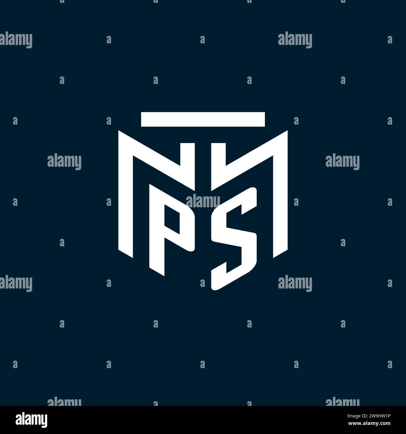 Logo iniziale monogramma PS con ispirazione astratta per il design geometrico Illustrazione Vettoriale