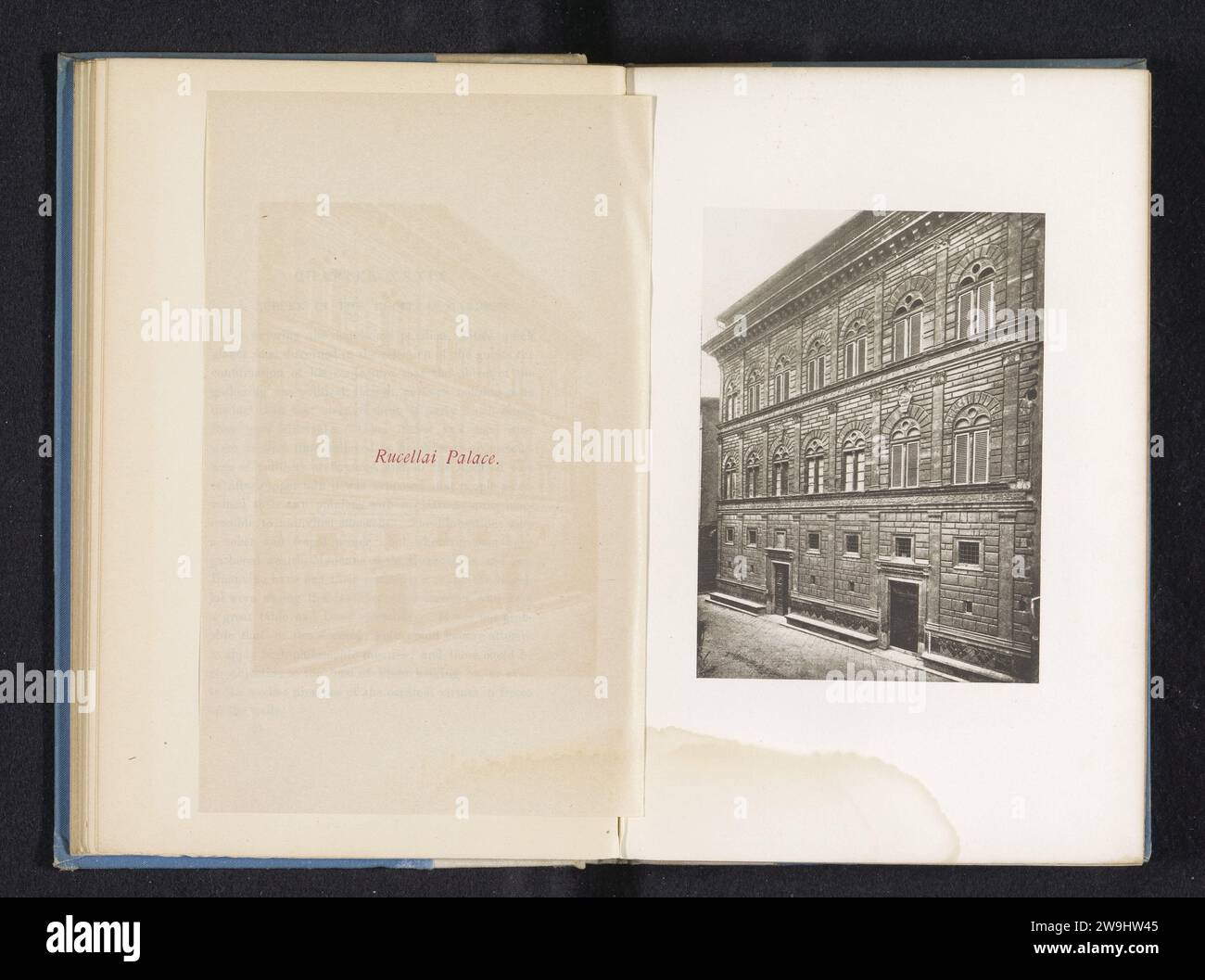 Gevel van het Palazzo Rucellai te Firenze, anonimo, c. 1880 - in o prima del 1890 stampa fotomeccanica FlorenceBoston facciata in carta (di casa o di edificio). Hôtel, cioè piccolo palazzo della città Palazzo Rucellai Foto Stock