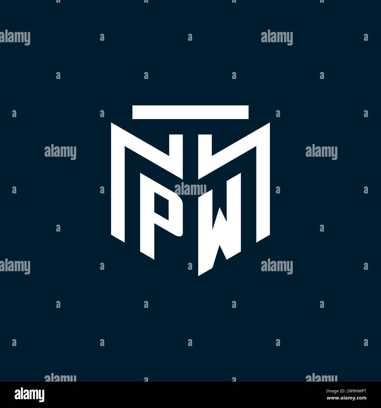 Logo iniziale del monogramma PW con ispirazione astratta per il design geometrico Illustrazione Vettoriale