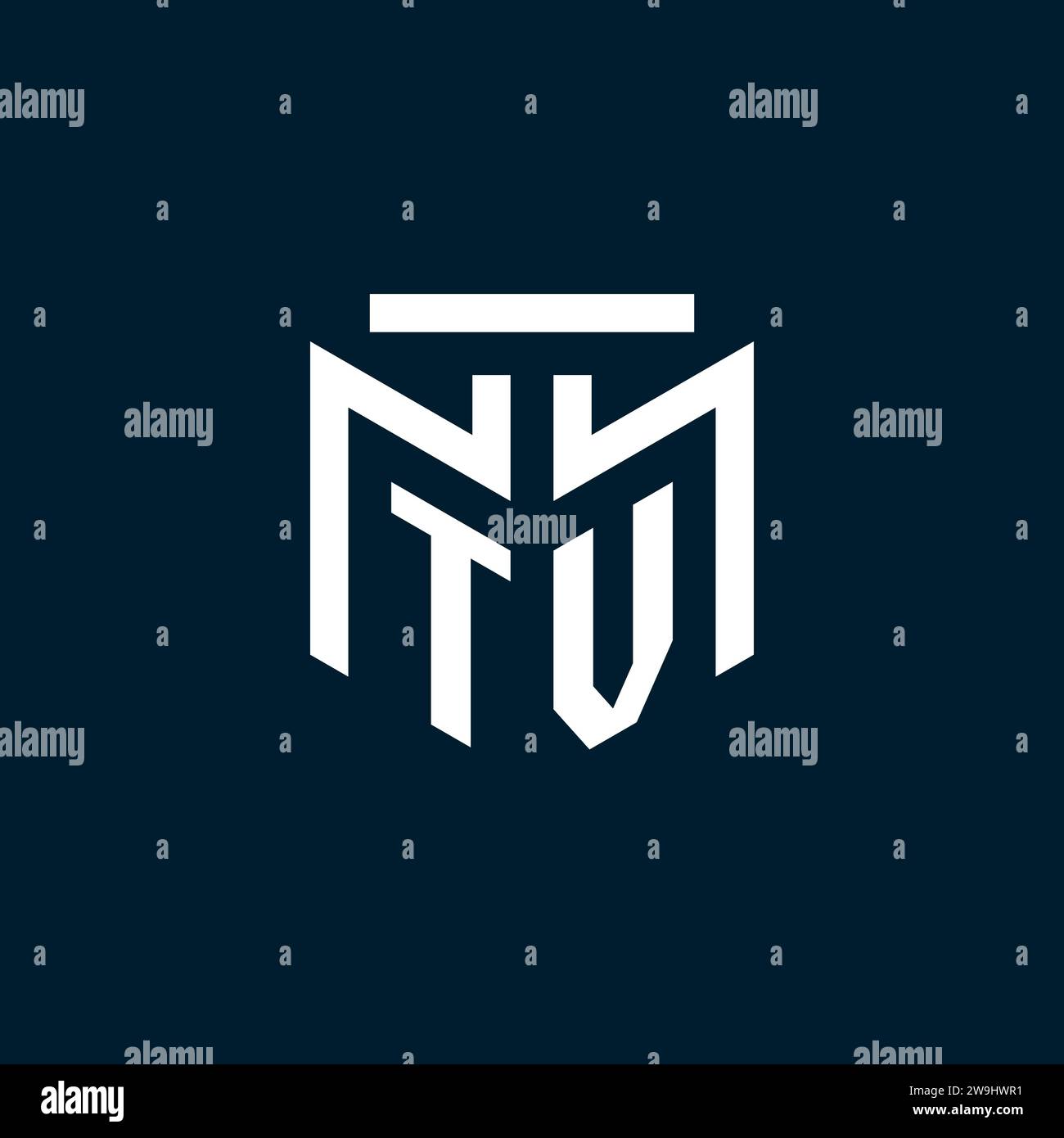 Logo iniziale monogramma TV con ispirazione astratta per il design geometrico Illustrazione Vettoriale