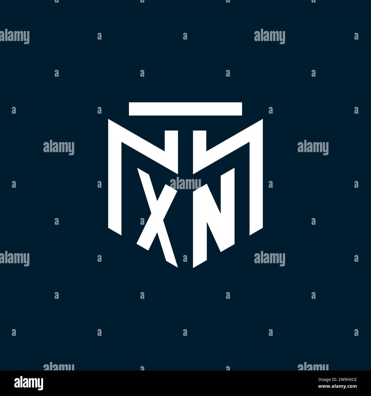 Logo iniziale monogramma XN con ispirazione astratta dal design geometrico Illustrazione Vettoriale