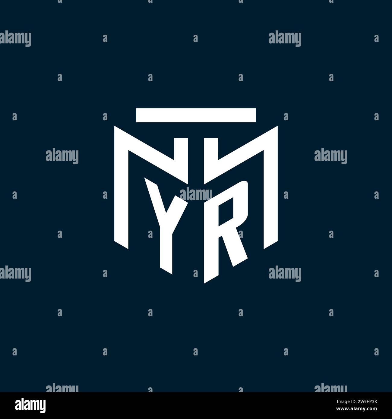 Logo iniziale monogramma YR con ispirazione astratta per il design geometrico Illustrazione Vettoriale
