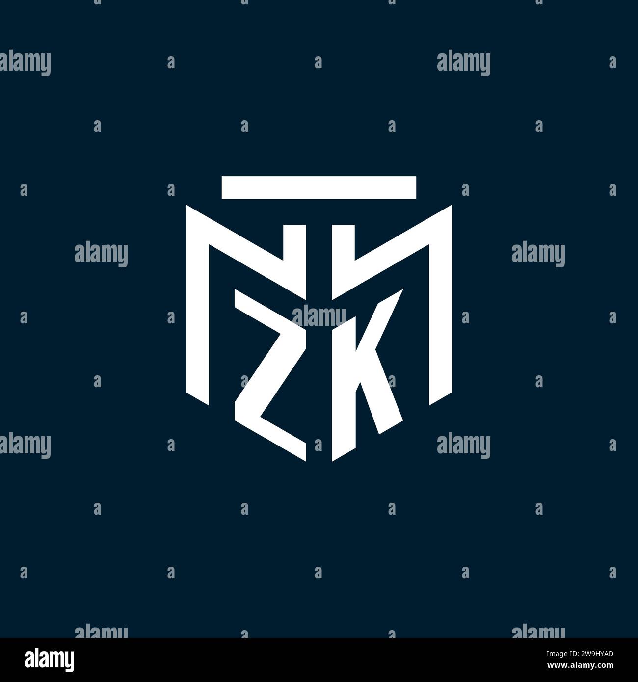 Logo iniziale monogramma ZK con ispirazione astratta dal design geometrico Illustrazione Vettoriale