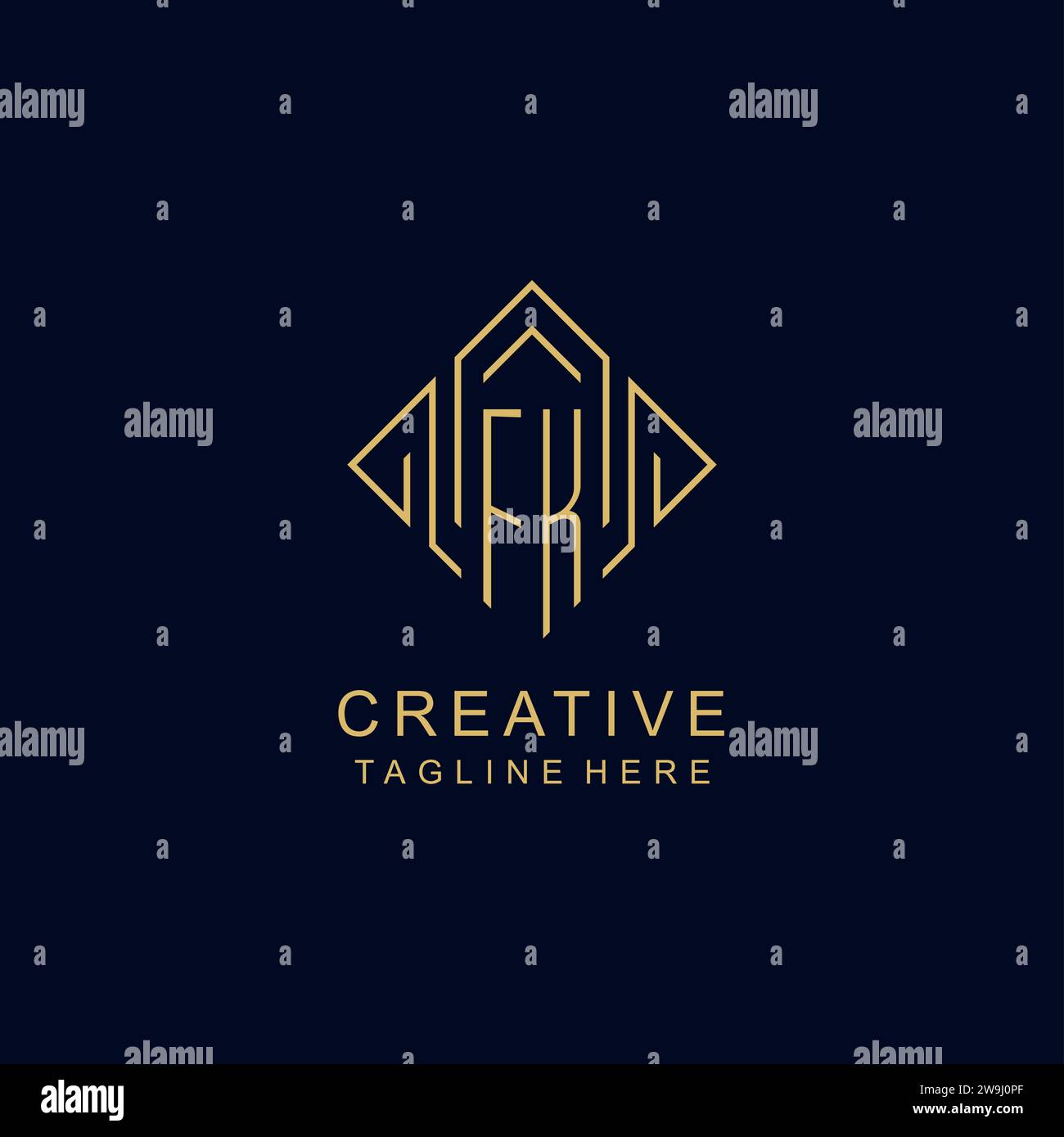 Logo iniziale monogramma FK con grafica vettoriale in stile rombo Illustrazione Vettoriale