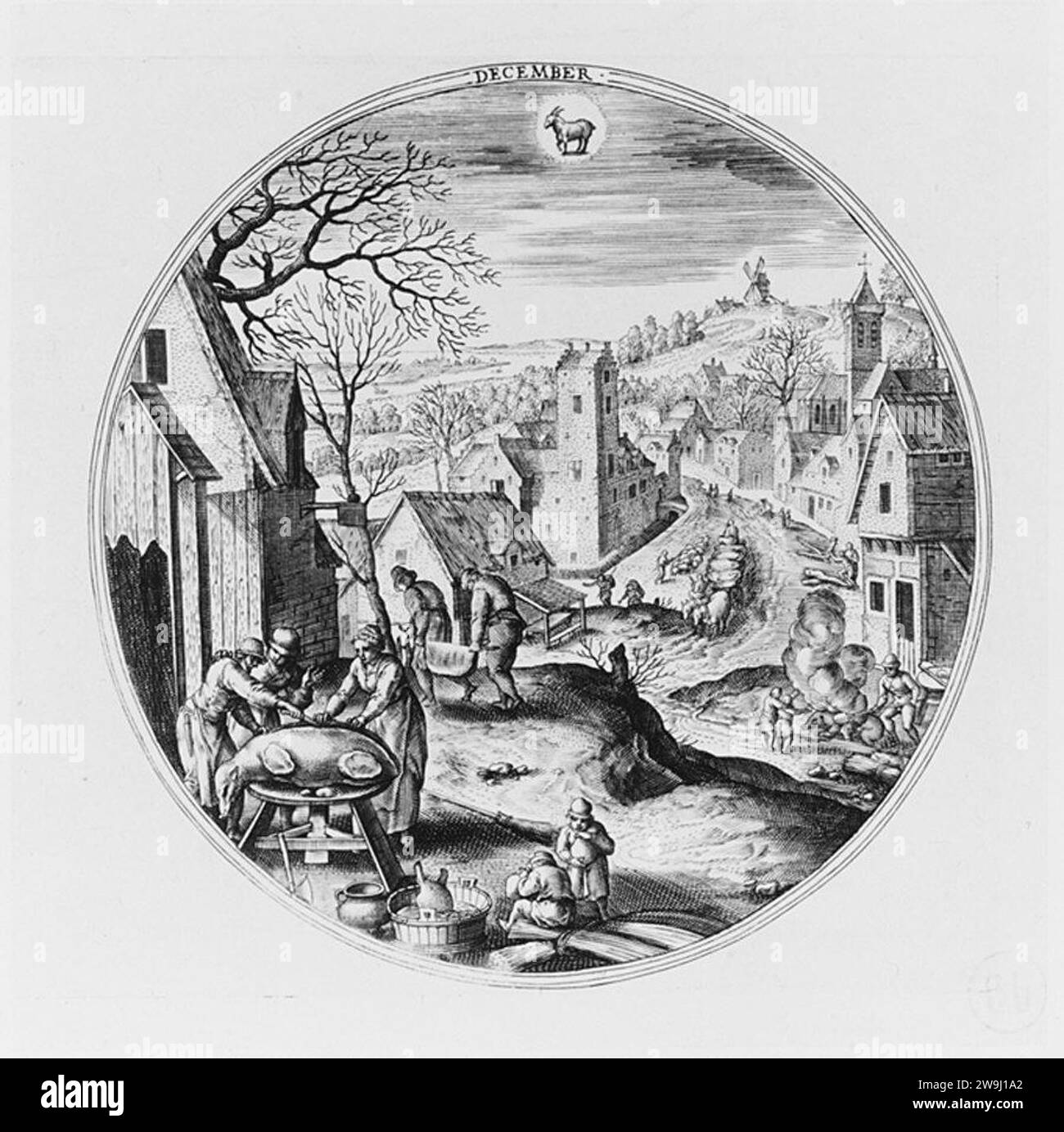 Dicembre, dalla serie The Months 1986 di Adriaen Collaert Foto Stock