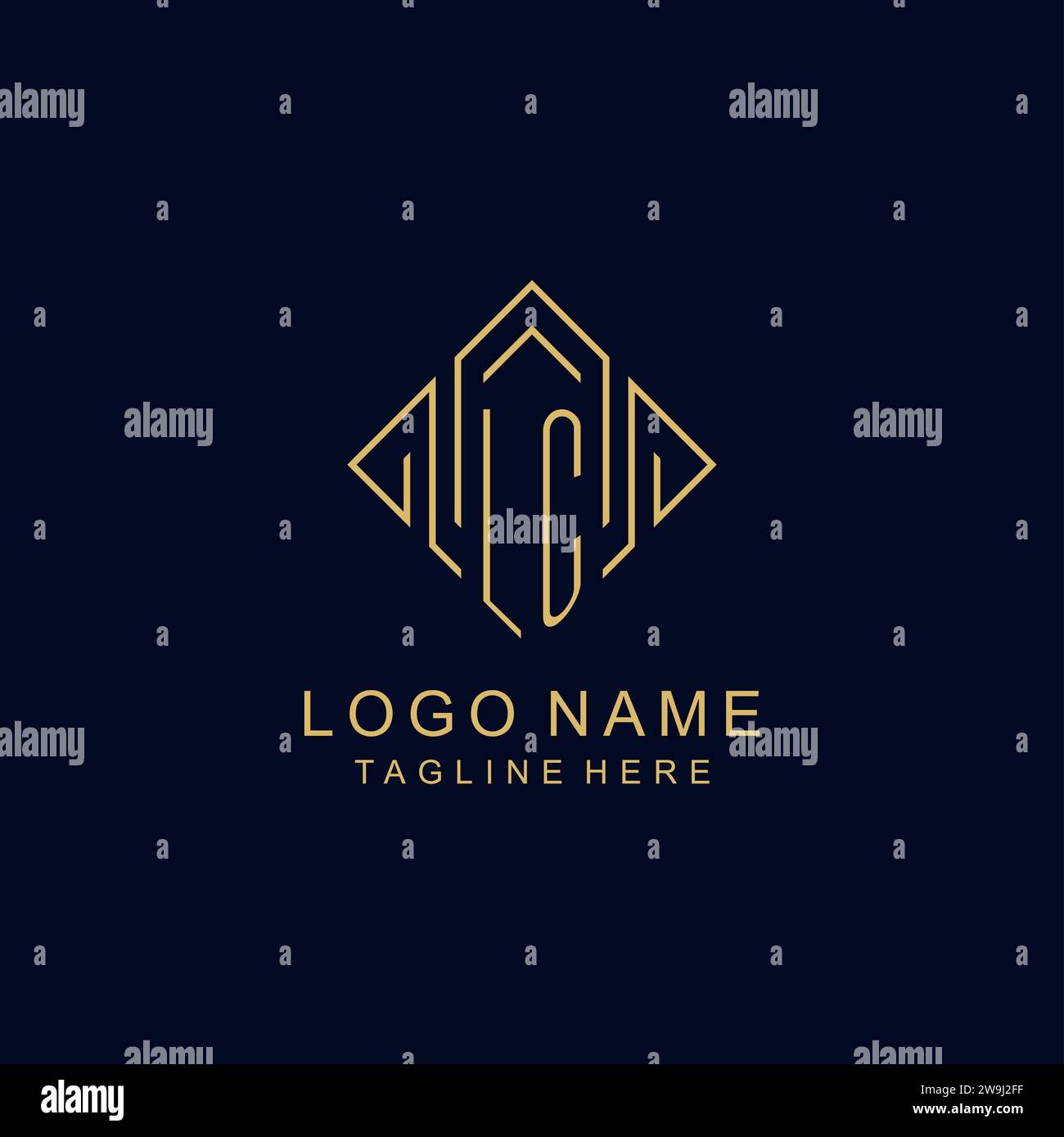 Logo iniziale monogramma LC con grafica vettoriale di design in stile rombo Illustrazione Vettoriale
