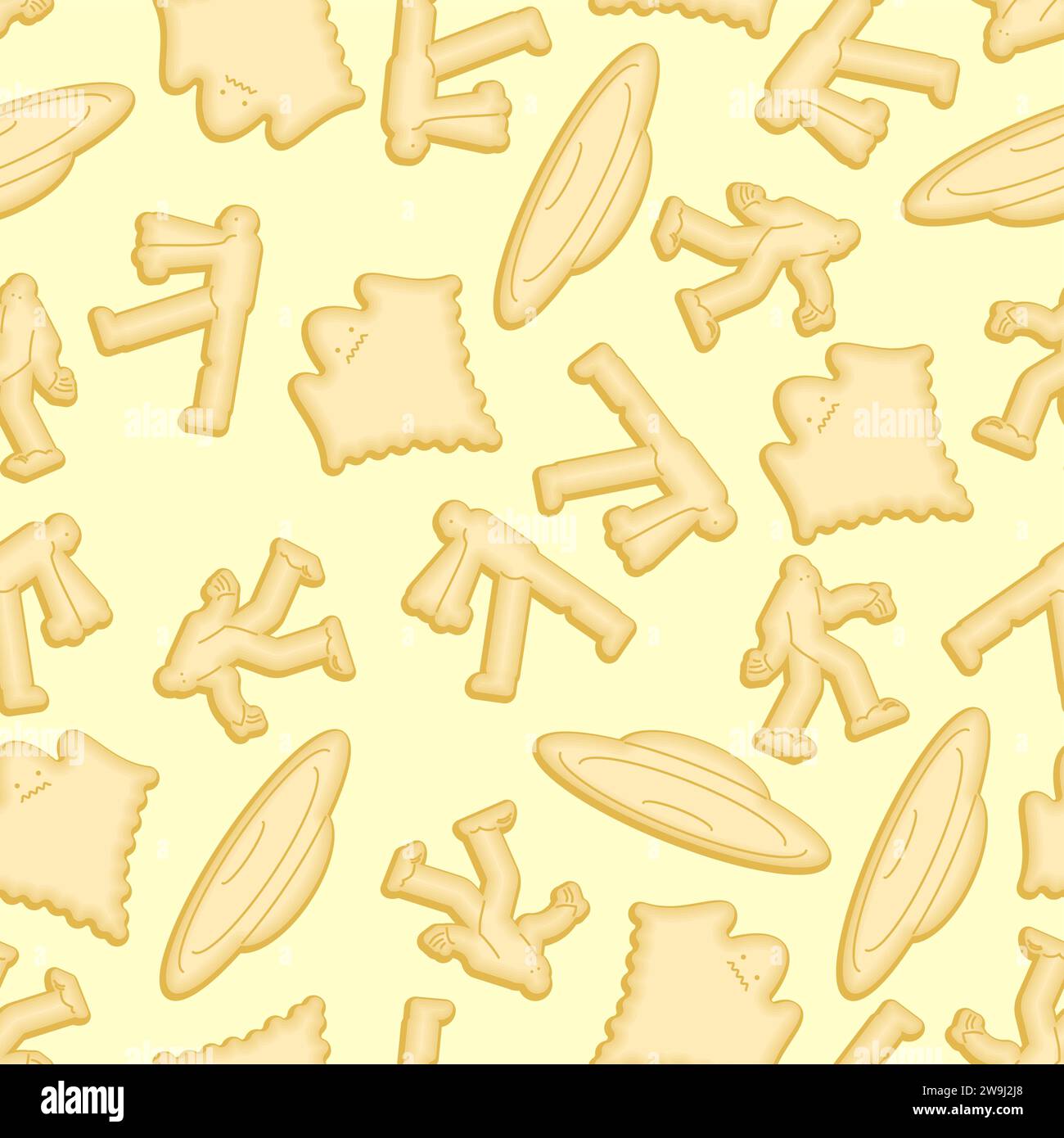 Modello di forma del rompigranella UFO senza cuciture. Monster Cookies in forma di zombie mostri e ornamenti yeti. Sfondo fantasma Cracker Illustrazione Vettoriale Modello di forma del rompigranella UFO senza cuciture. Monster Cookies in forma di zombie mostri e ornamenti yeti. Sfondo fantasma Cracker Illustrazione Vettoriale