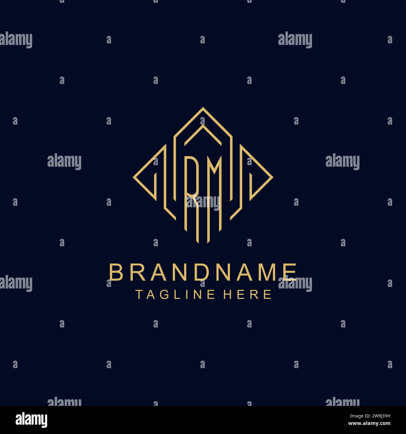 Monogramma RM con logo iniziale con grafica vettoriale di design in stile rombo Illustrazione Vettoriale