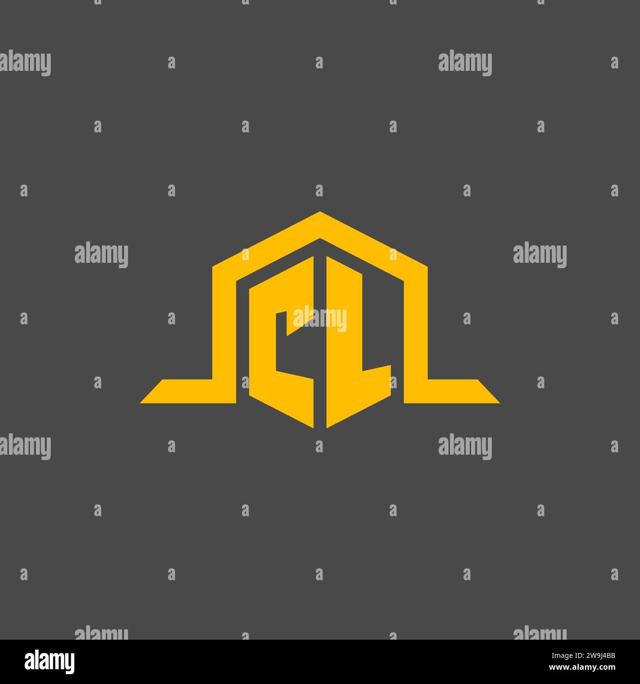 Logo iniziale monogramma CL con idee di design esagonali Illustrazione Vettoriale