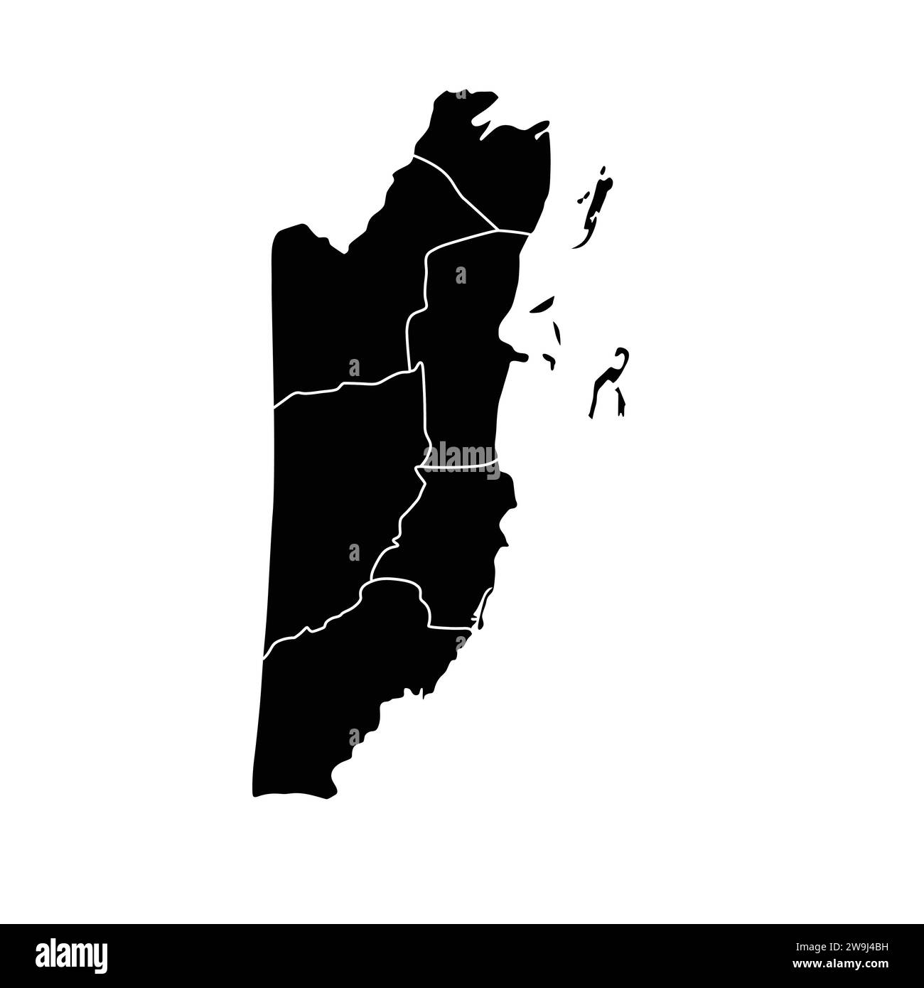 Mappa della silhouette vettoriale ad alta risoluzione di Belize e della grafica del contorno Illustrazione Vettoriale