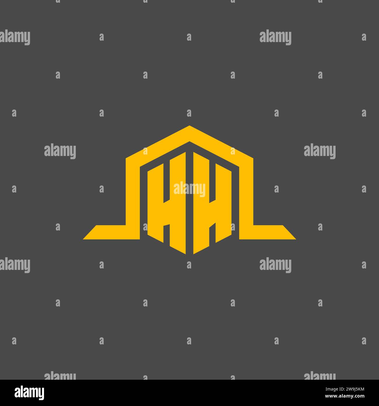 Logo iniziale monogramma HH con idee di design in stile esagonale Illustrazione Vettoriale