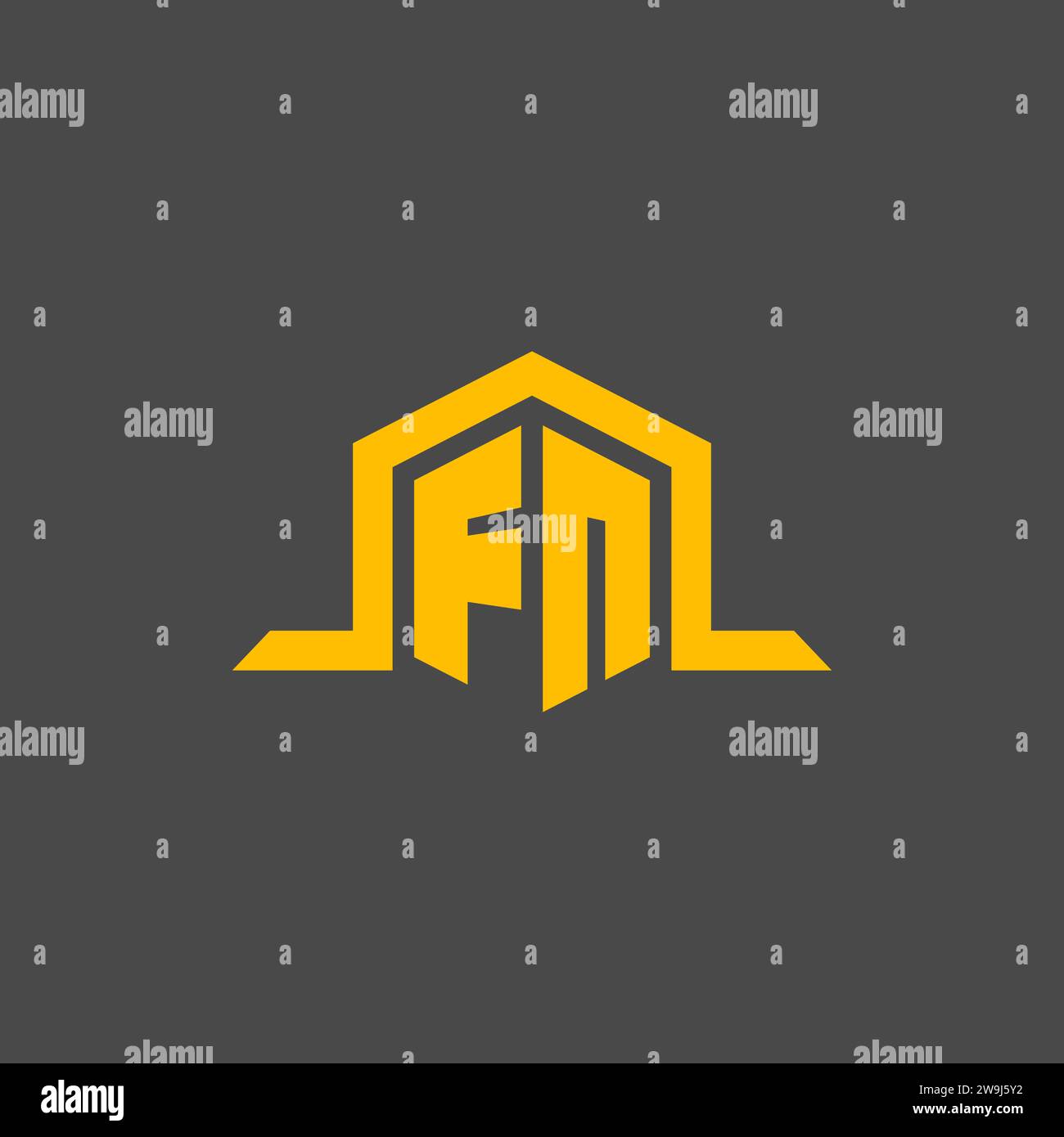 Logo iniziale monogramma FN con idee di design in stile esagonale Illustrazione Vettoriale