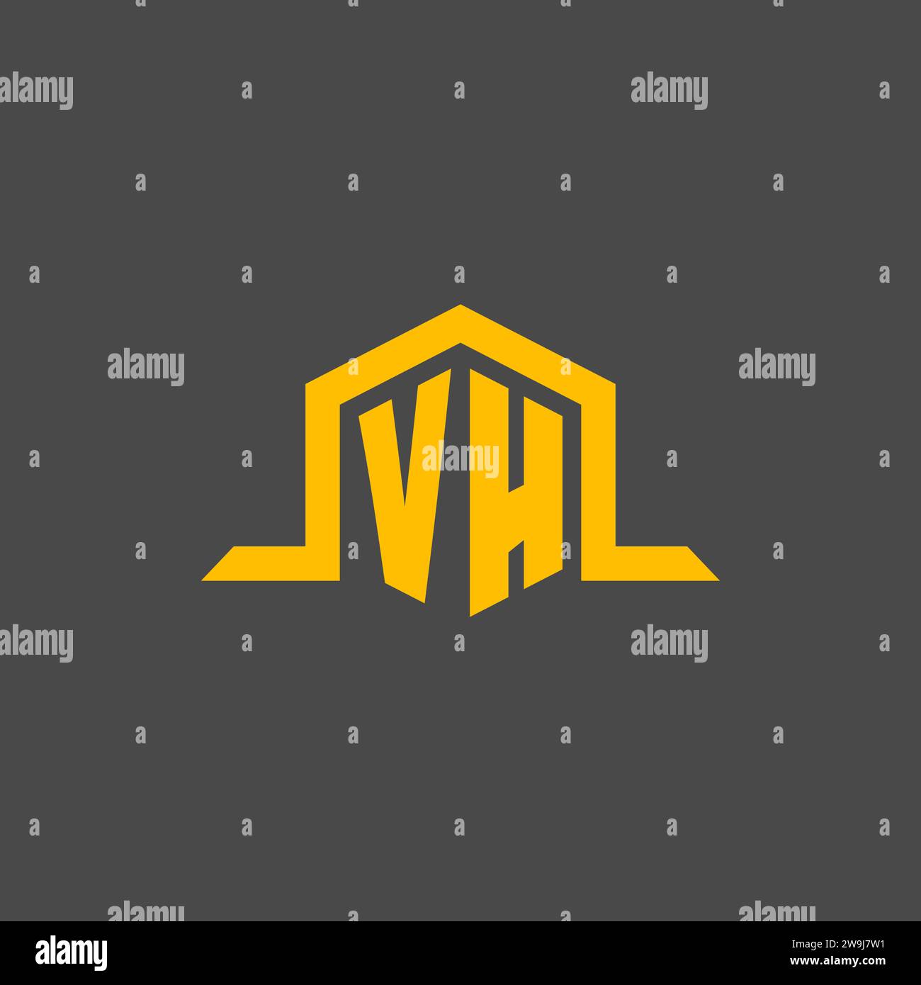 Logo iniziale monogramma VH con idee di design in stile esagonale Illustrazione Vettoriale