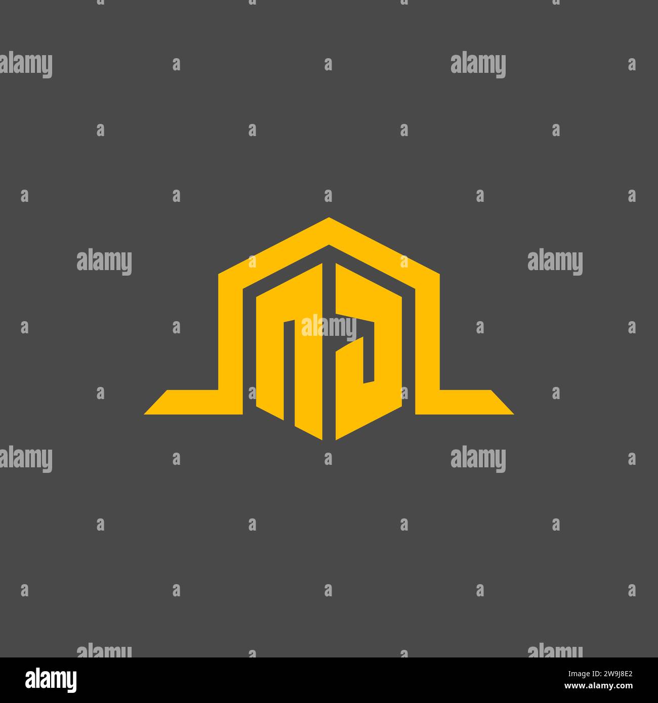 Logo iniziale monogramma NJ con idee di design in stile esagonale Illustrazione Vettoriale