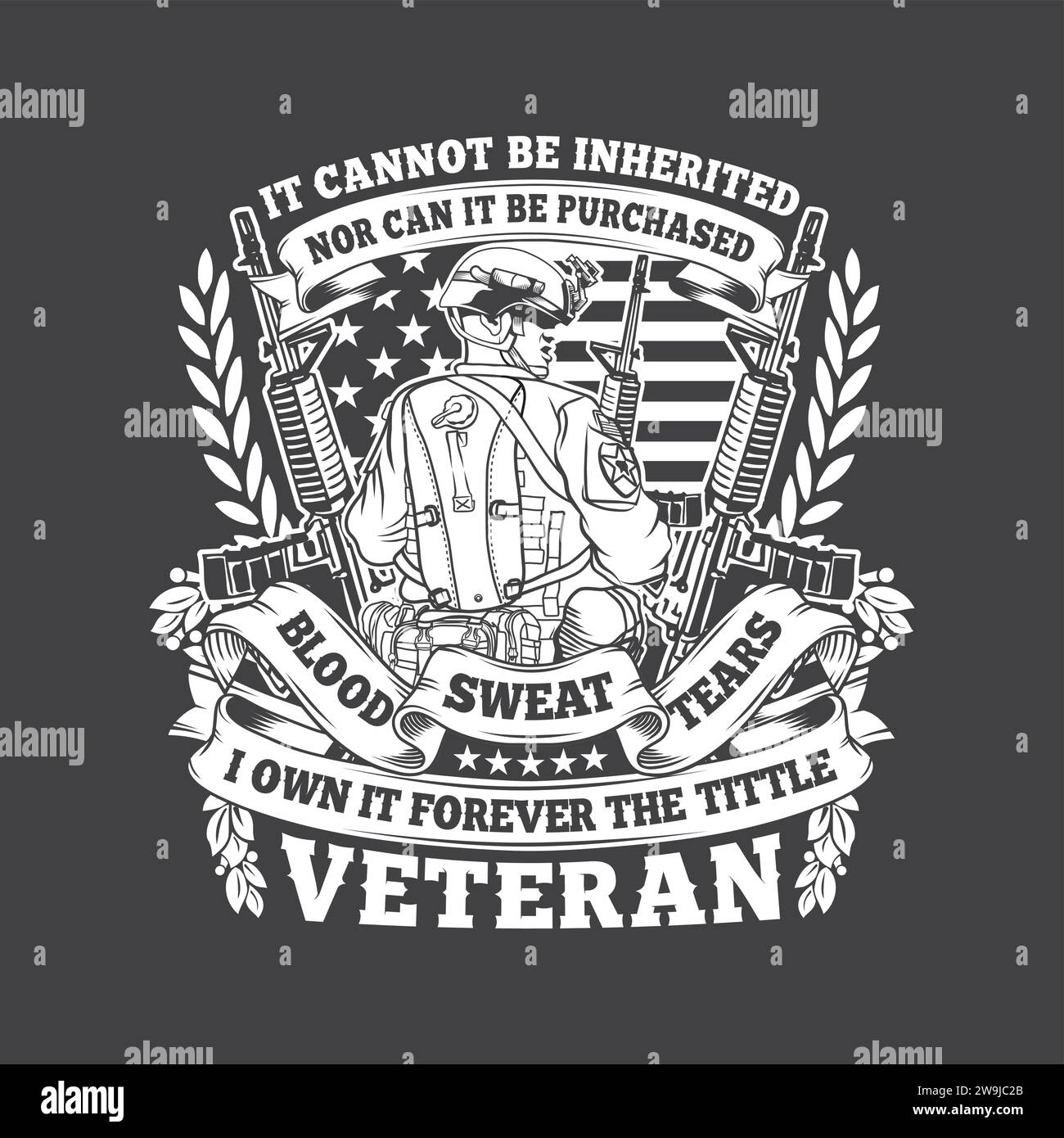 T Shirt veterana dell'American Army Vector Design Illustrazione Vettoriale