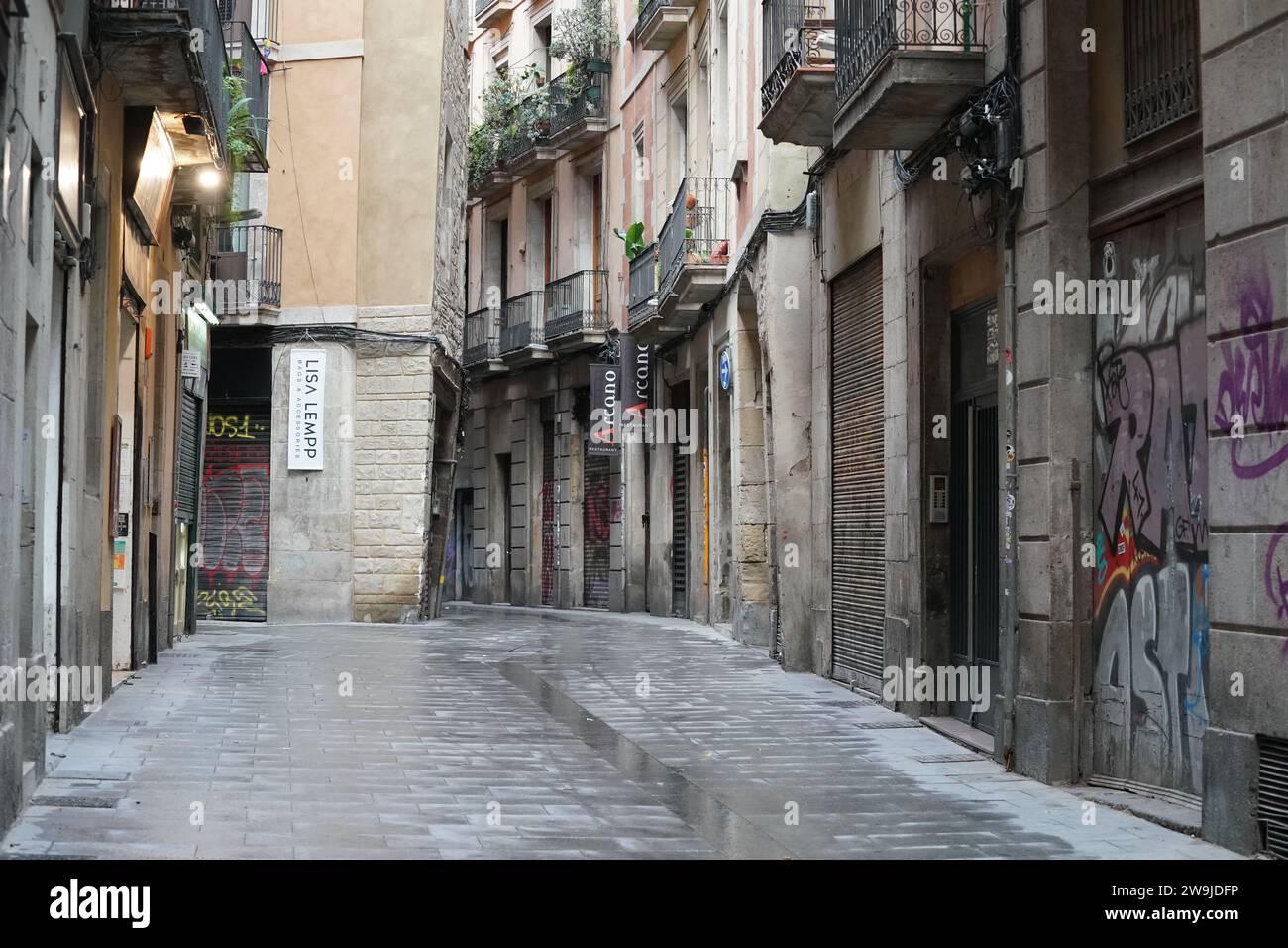 Le strade di Barcellona e il centro storico Foto Stock