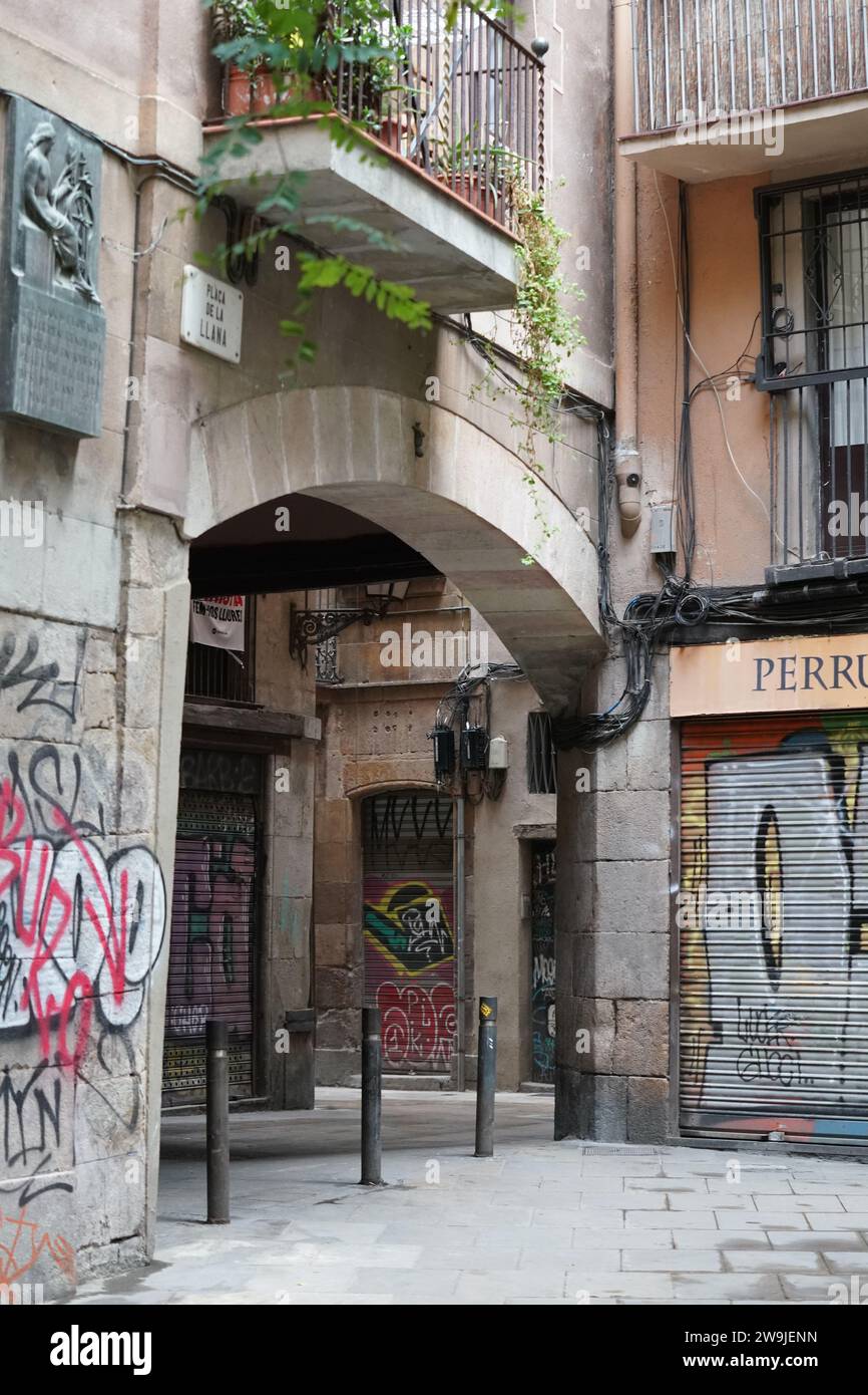 Le strade di Barcellona e il centro storico Foto Stock