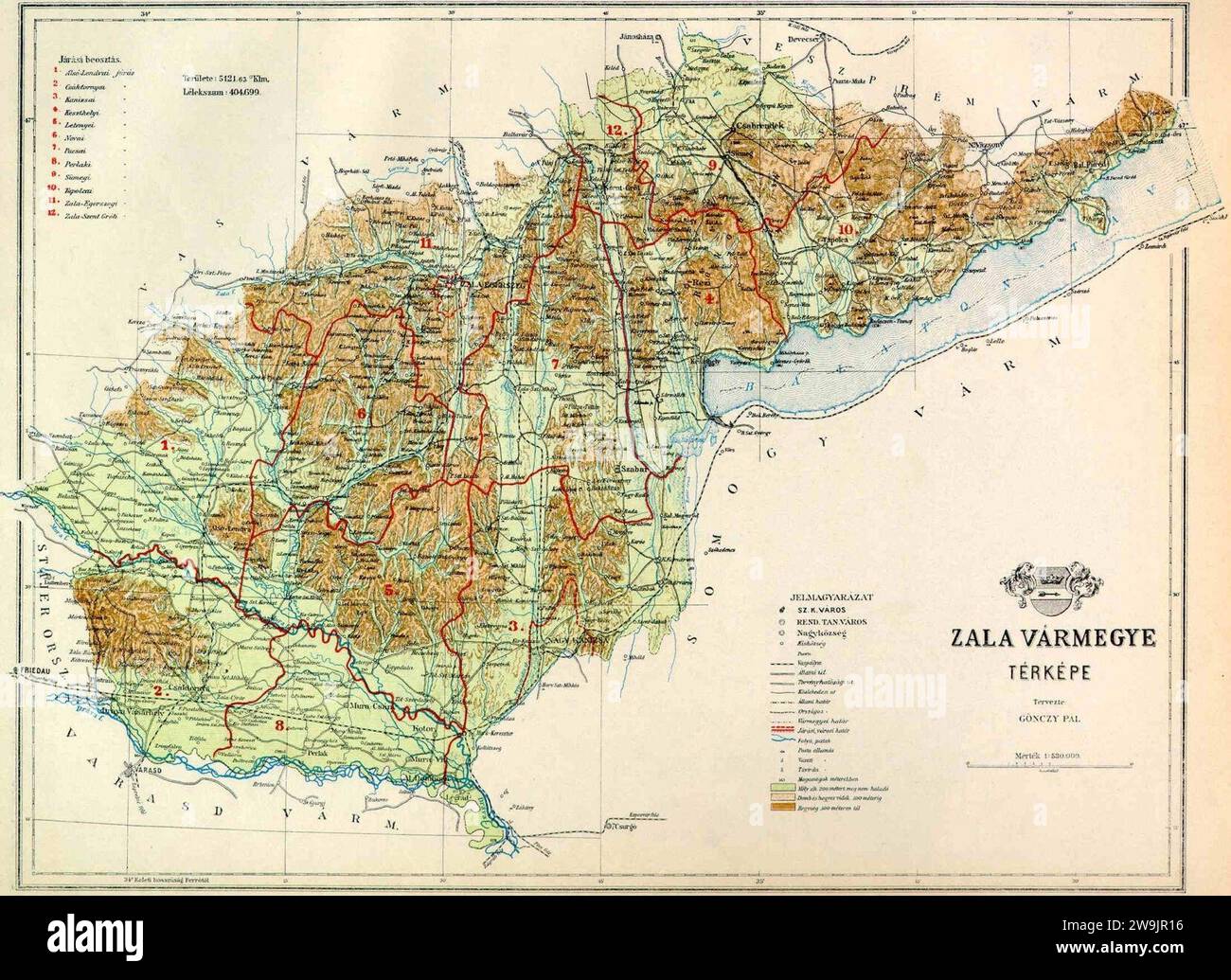 Mappa della contea di Zala. Foto Stock