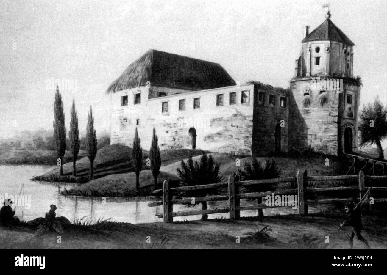Zamek W Besiekierach W 1 połowie XIX wieku,Kazimierz Stronczyński. Foto Stock