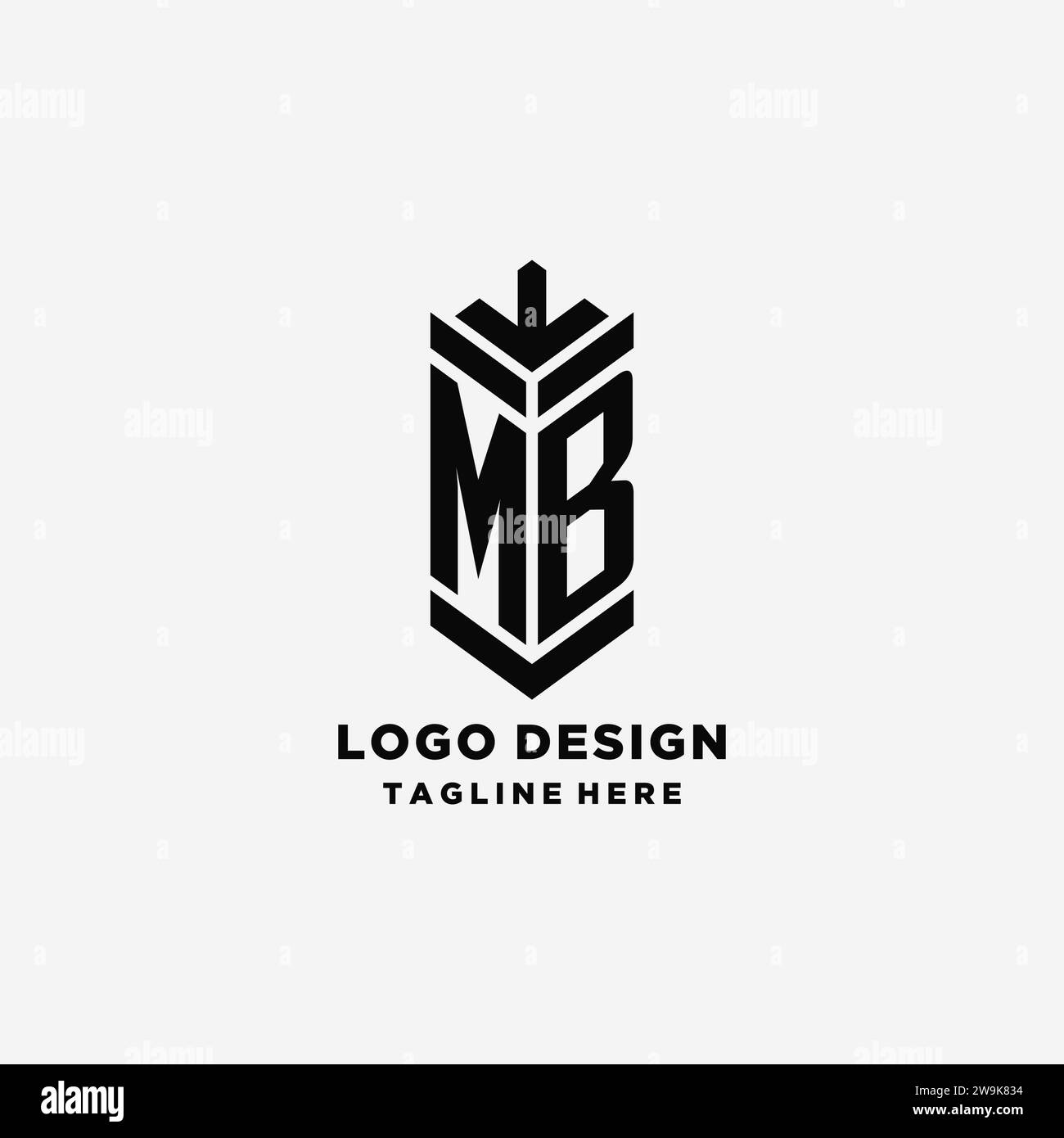 Iniziali logo scudo MB, monogramma creativo logo ispirazione grafica vettoriale Illustrazione Vettoriale