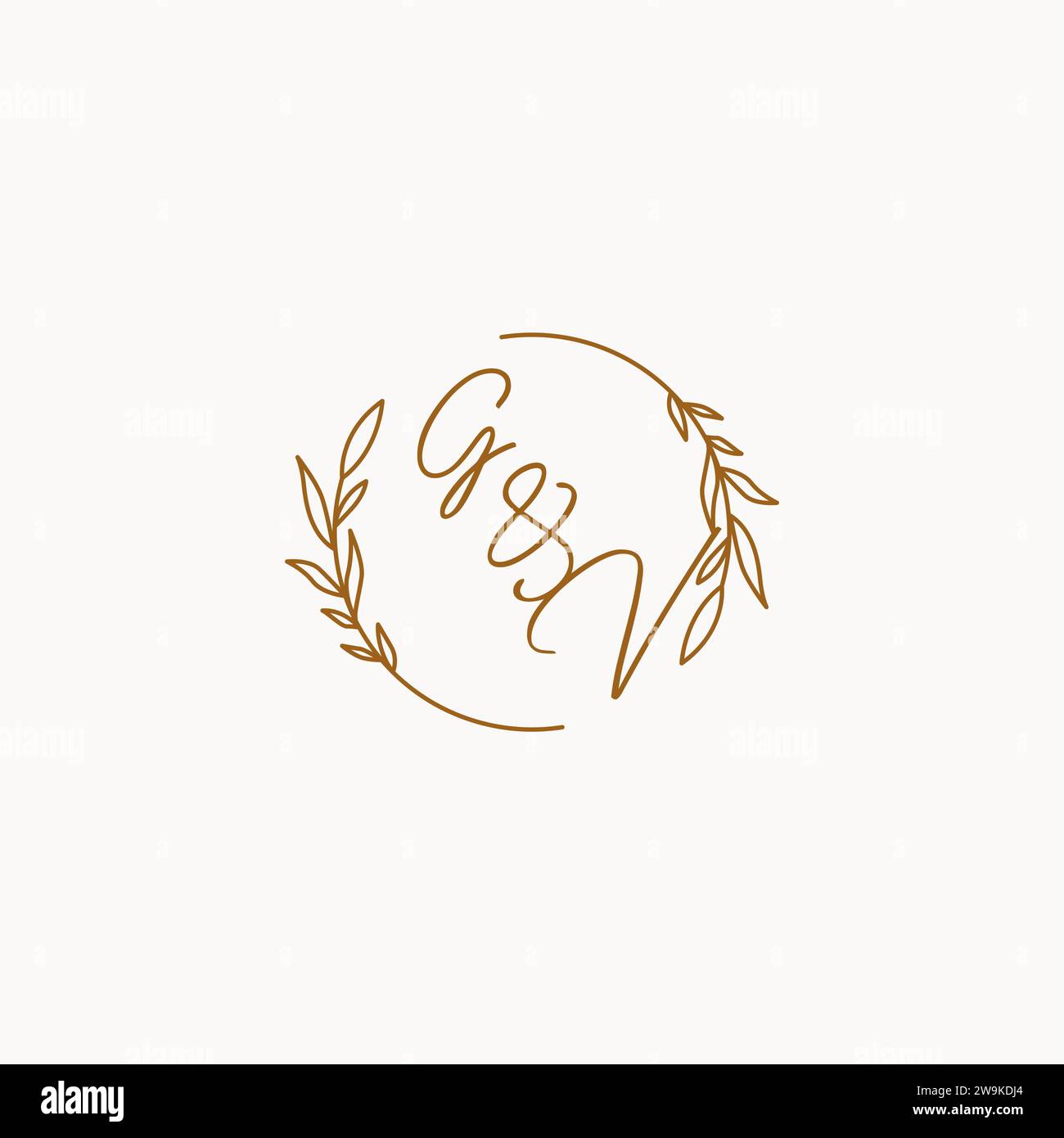 Idee di design con logo Gv Wedding Initials Illustrazione Vettoriale