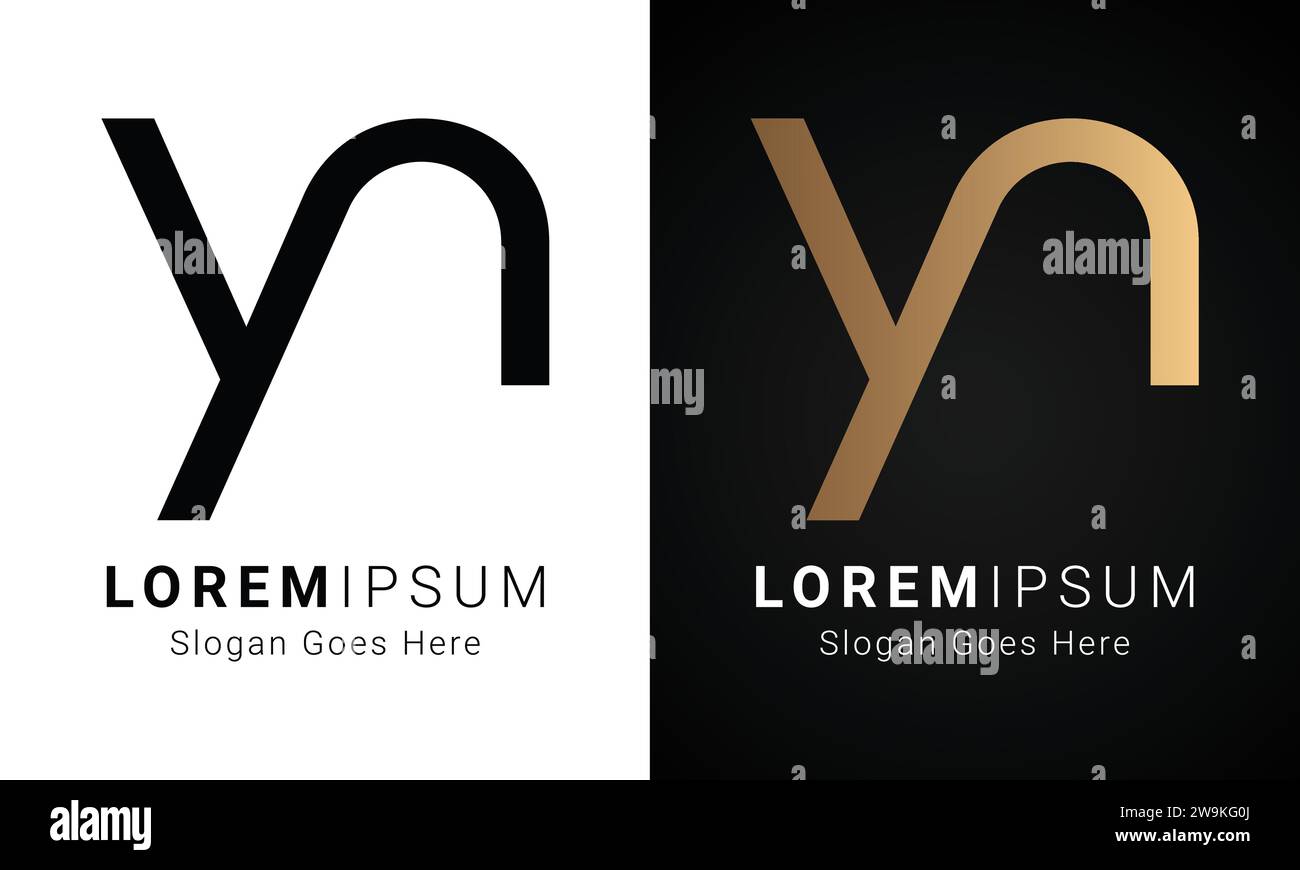 Design con logo monogramma Luxury Initial NY o YN Text Letter Illustrazione Vettoriale
