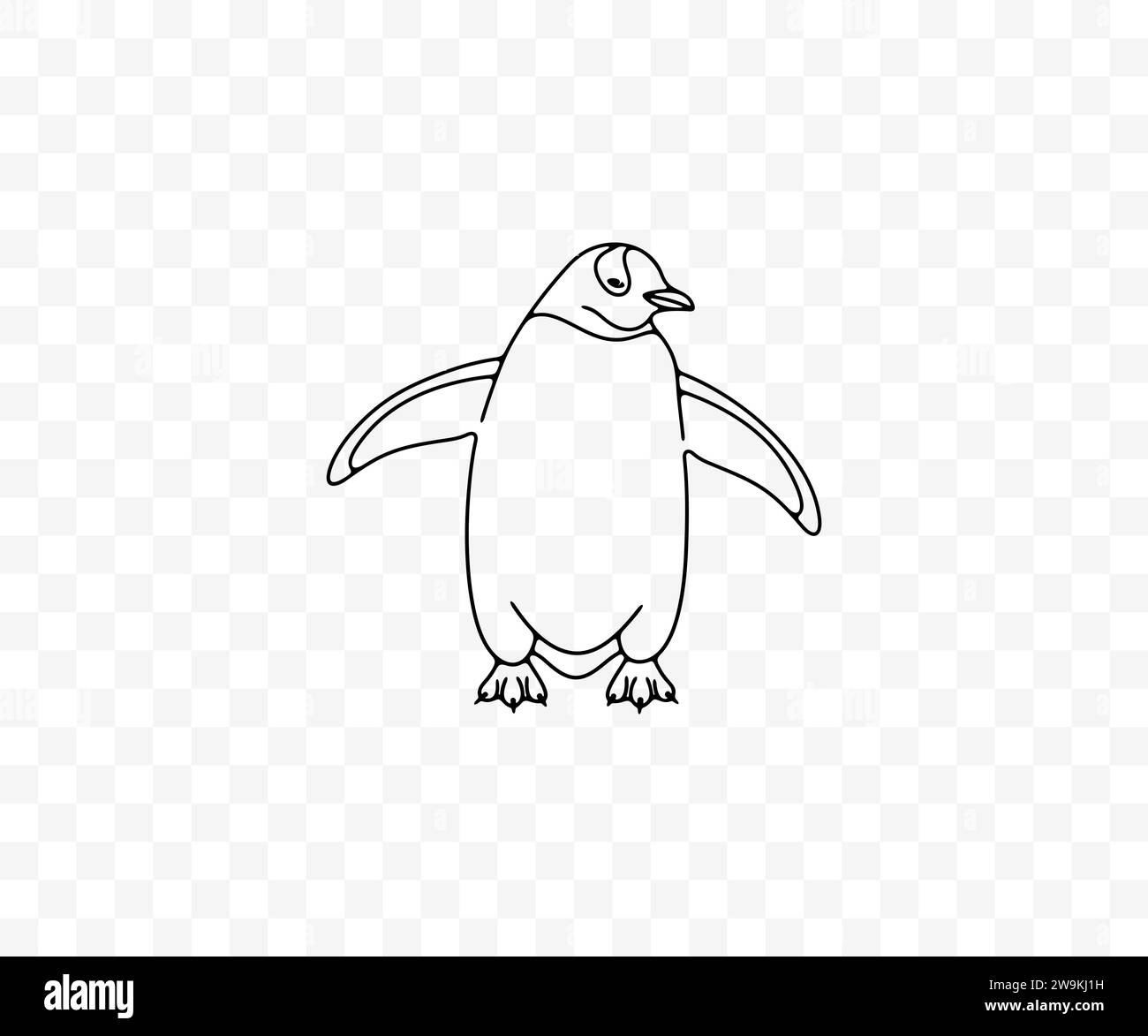 Pinguini subantartici o pinguini gentoo, grafica. Animali, uccelli, uccelli, piumati, antartide e natura, disegno vettoriale e illustrazione Illustrazione Vettoriale