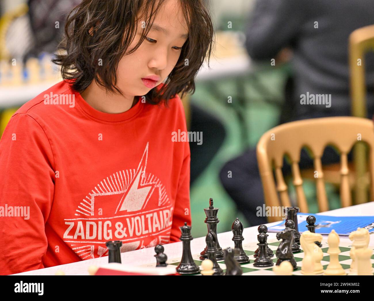 Hastings, Regno Unito. 28 dicembre 2023. Kim, Kunhoo Alexanderduring the Caplin Hastings International Chess Congress at Horntye Park, Hastings, East Sussex, Regno Unito. Crediti: LFP/Alamy Live News Foto Stock