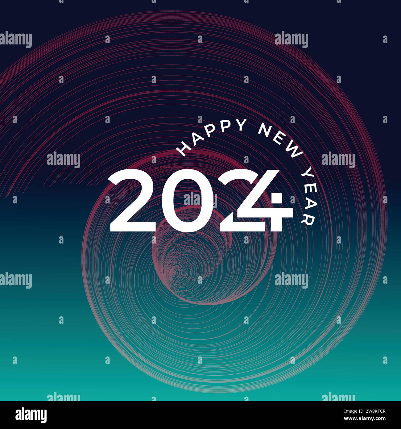 Buon anno 2024 design tipografico, augurandovi un felice anno nuovo, celebrazioni 2024 Illustrazione Vettoriale