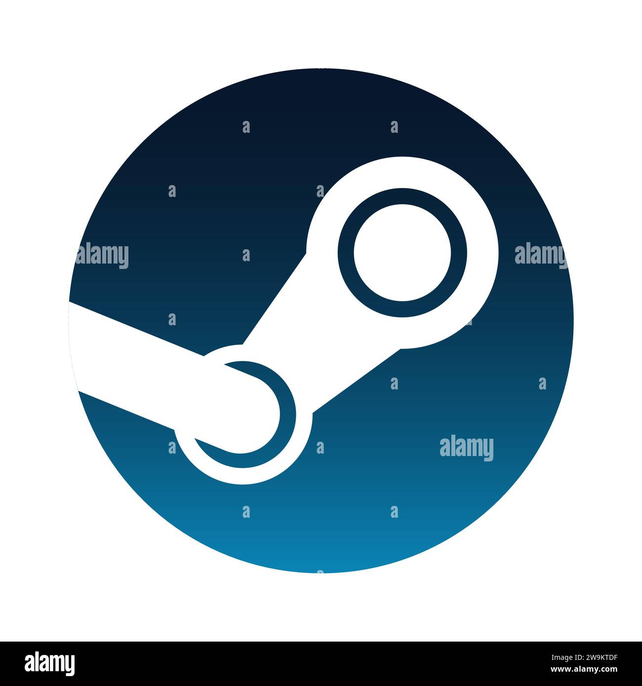 Logo Steam. Servizio di distribuzione digitale di videogiochi. Illustrazione editoriale isolata su sfondo bianco Illustrazione Vettoriale