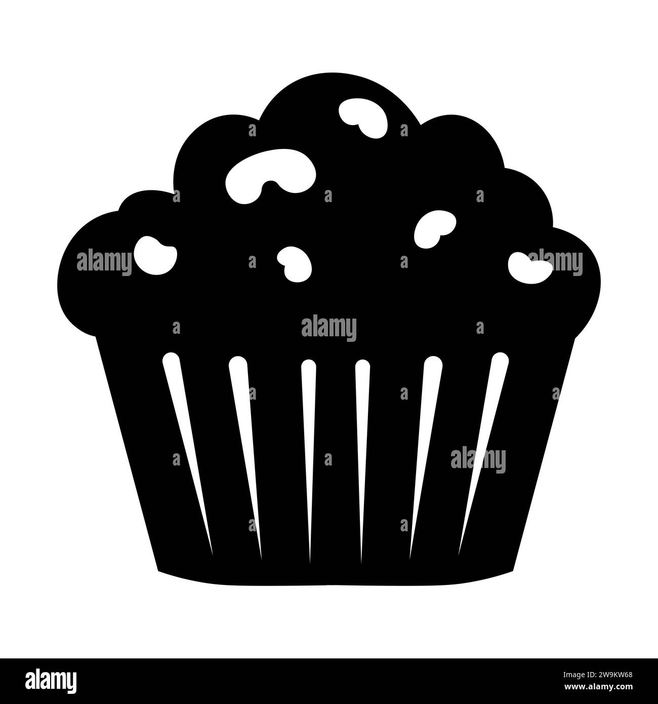 Icona vettoriale nera muffin su sfondo bianco Illustrazione Vettoriale
