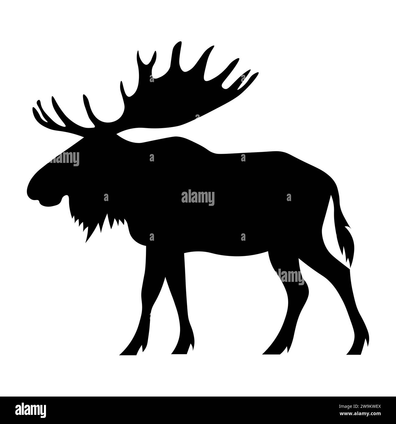 Icona vettoriale nera Moose su sfondo bianco Illustrazione Vettoriale
