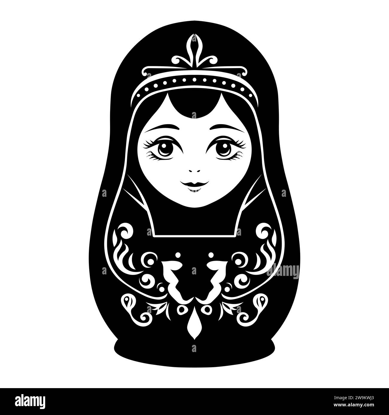 Icona vettoriale della bambola Matryoshka su sfondo bianco Illustrazione Vettoriale