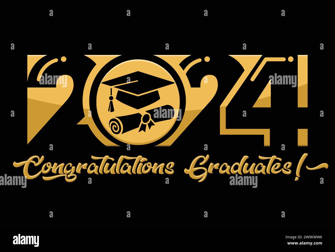 Classe di scrittura 2024 per messaggio di benvenuto, biglietto d'invito. Testo per il disegno di una laurea, un evento di congratulazioni, una T-shirt, una festa, un diploma di scuola superiore o un diploma universitario Illustrazione Vettoriale