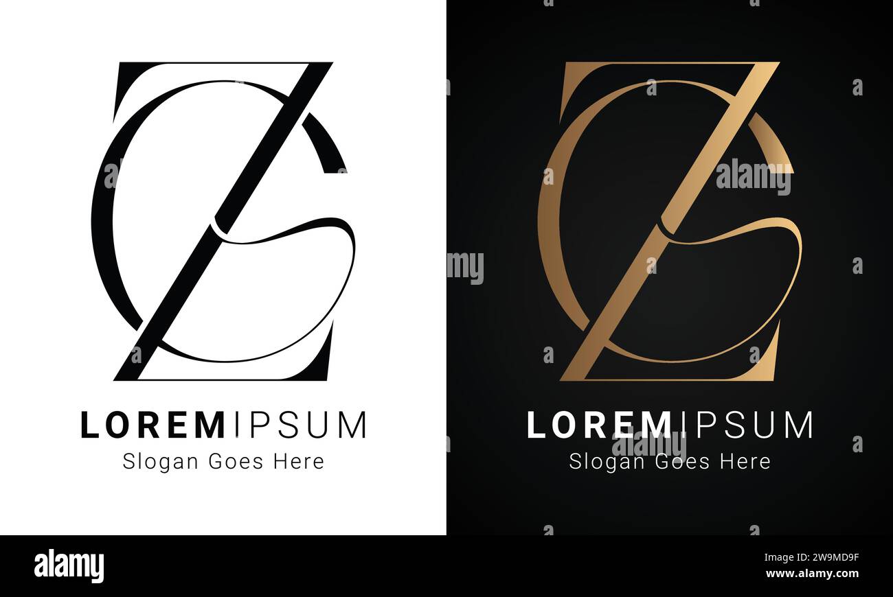 Design con logo monogramma Luxury iniziale GZ o ZG Text Letter Illustrazione Vettoriale