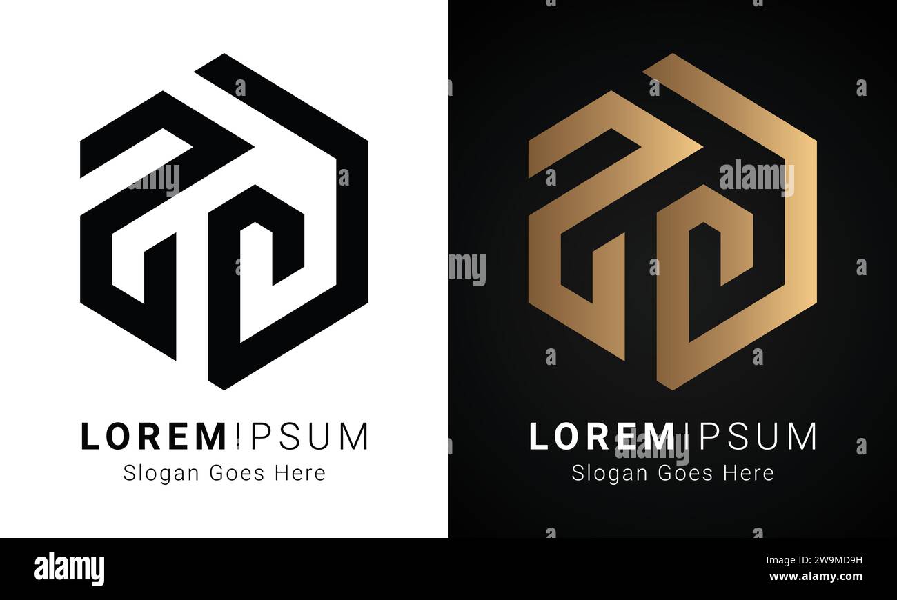 Design con logo monogramma Luxury iniziale GZ o ZG Text Letter Illustrazione Vettoriale