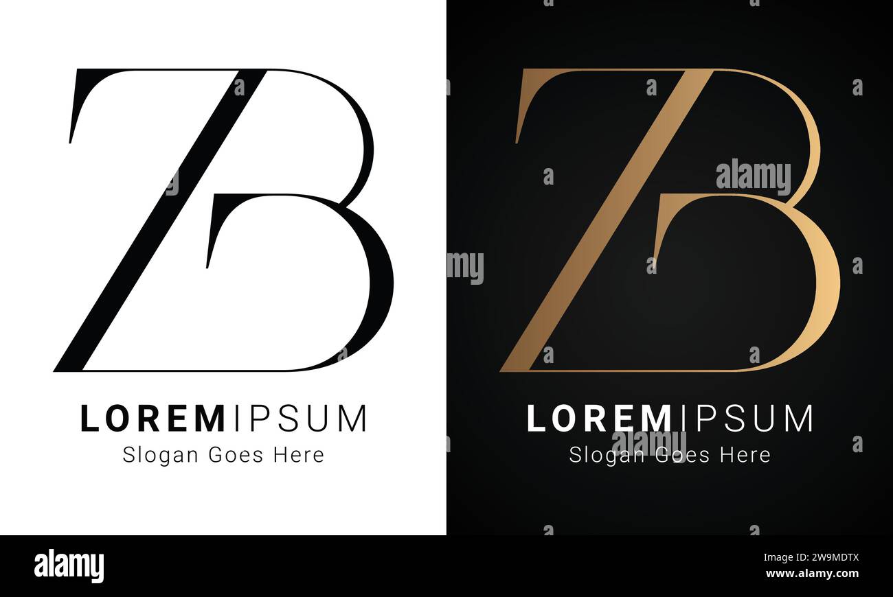 Design con logo monogramma ZB o BZ iniziale Luxury Illustrazione Vettoriale