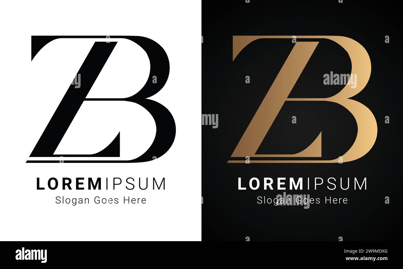 Design con logo monogramma ZB o BZ iniziale Luxury Illustrazione Vettoriale