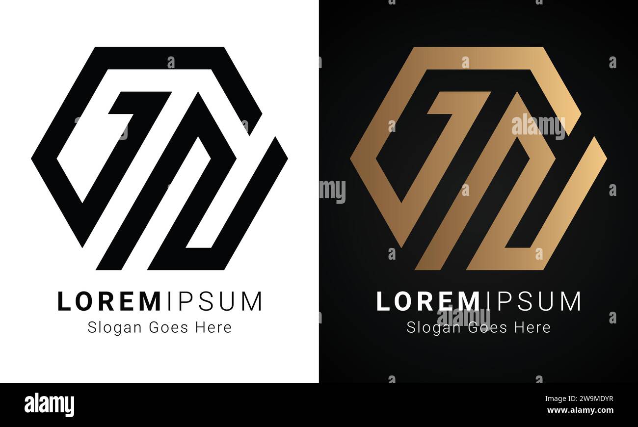 Design del logo con monogramma GN o NG Luxury Initial Illustrazione Vettoriale