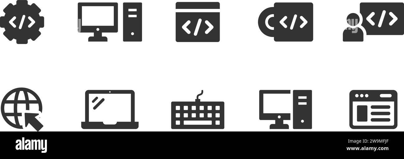 Vettore di raccolta icone del computer. Illustrazione Vettoriale