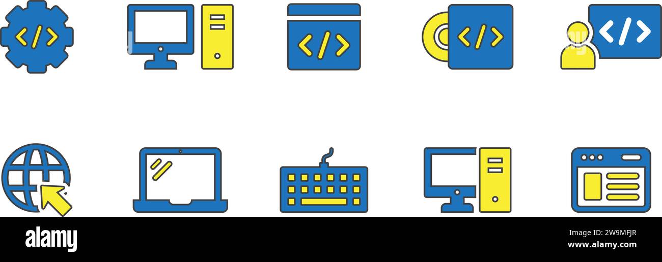 Vettore di raccolta icone del computer. Illustrazione Vettoriale