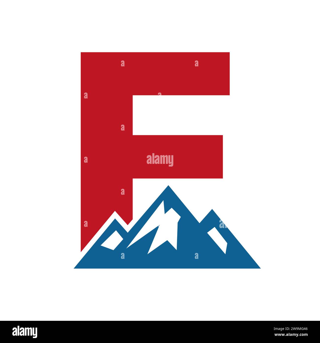 Montare il logo sulla lettera e, Mount Hill Symbol Vector Template Illustrazione Vettoriale