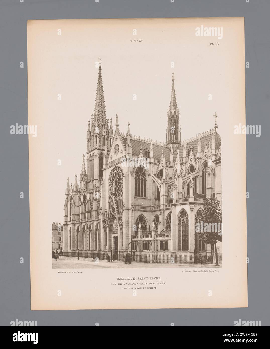 Veduta della Basilique Saint-Eppre di Nancy, Anonimo, c. 1891 - in o prima del 1896 stampa fotomeccanica questa stampa fa parte di una copertina con 103 stampe su 101 fogli e un frontespizio. NancyPublisher: Chiesa collotipo di carta di Parigi (esterno) basilica di Saint-Epvre Foto Stock