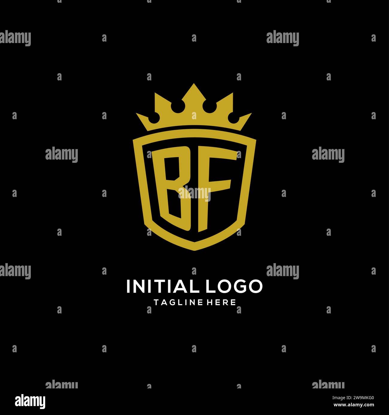 Logo BF iniziale scudo stile corona, elegante monogramma logo design grafico vettoriale Illustrazione Vettoriale