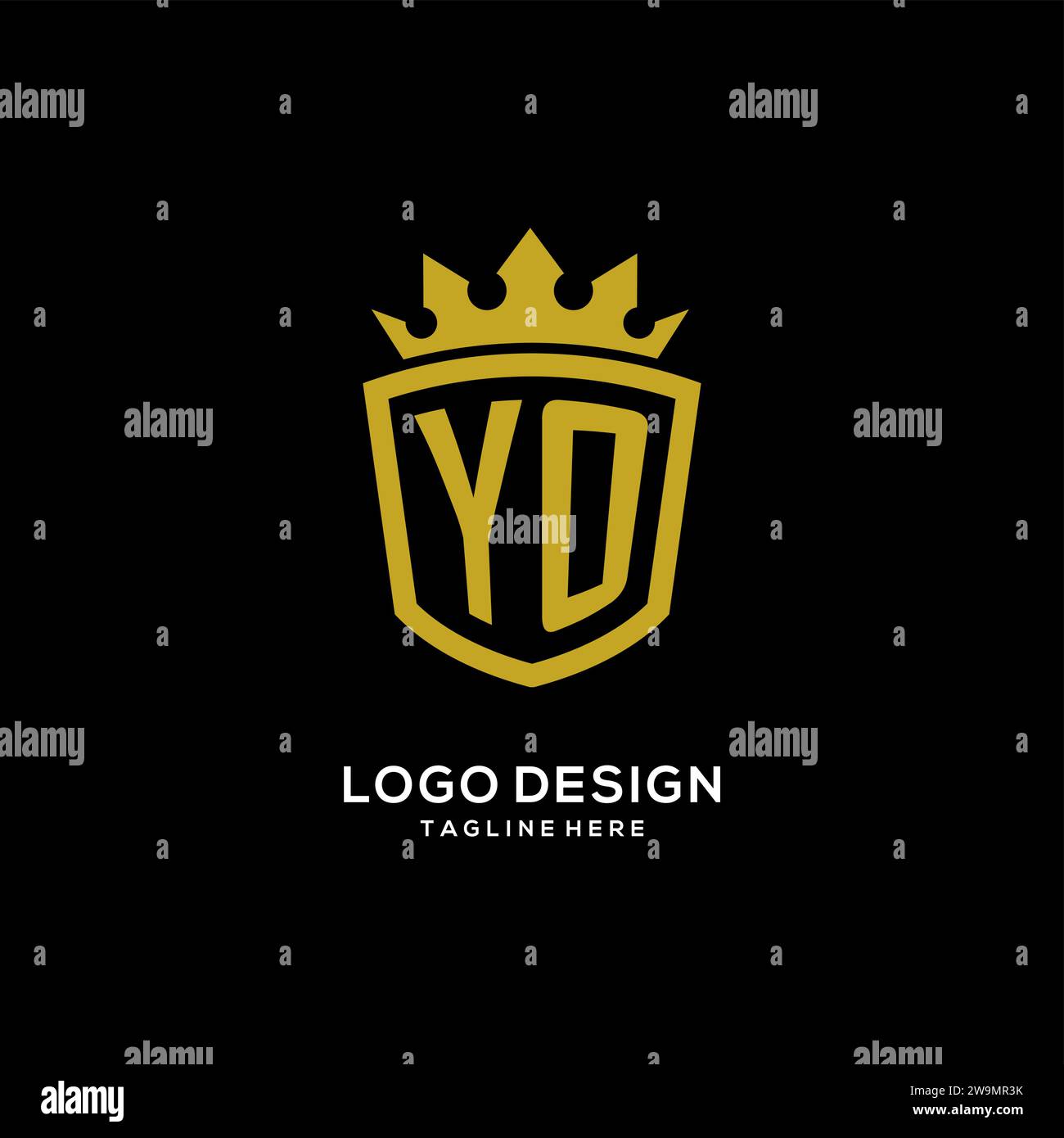 Logo YO iniziale scudo stile corona, elegante logo monogramma di lusso grafica vettoriale Illustrazione Vettoriale