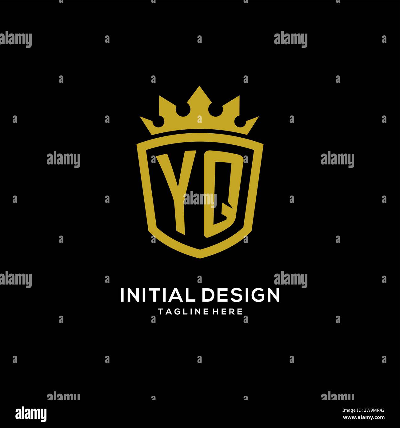 Logo YQ iniziale scudo stile corona, elegante design monogramma logo grafico vettoriale Illustrazione Vettoriale