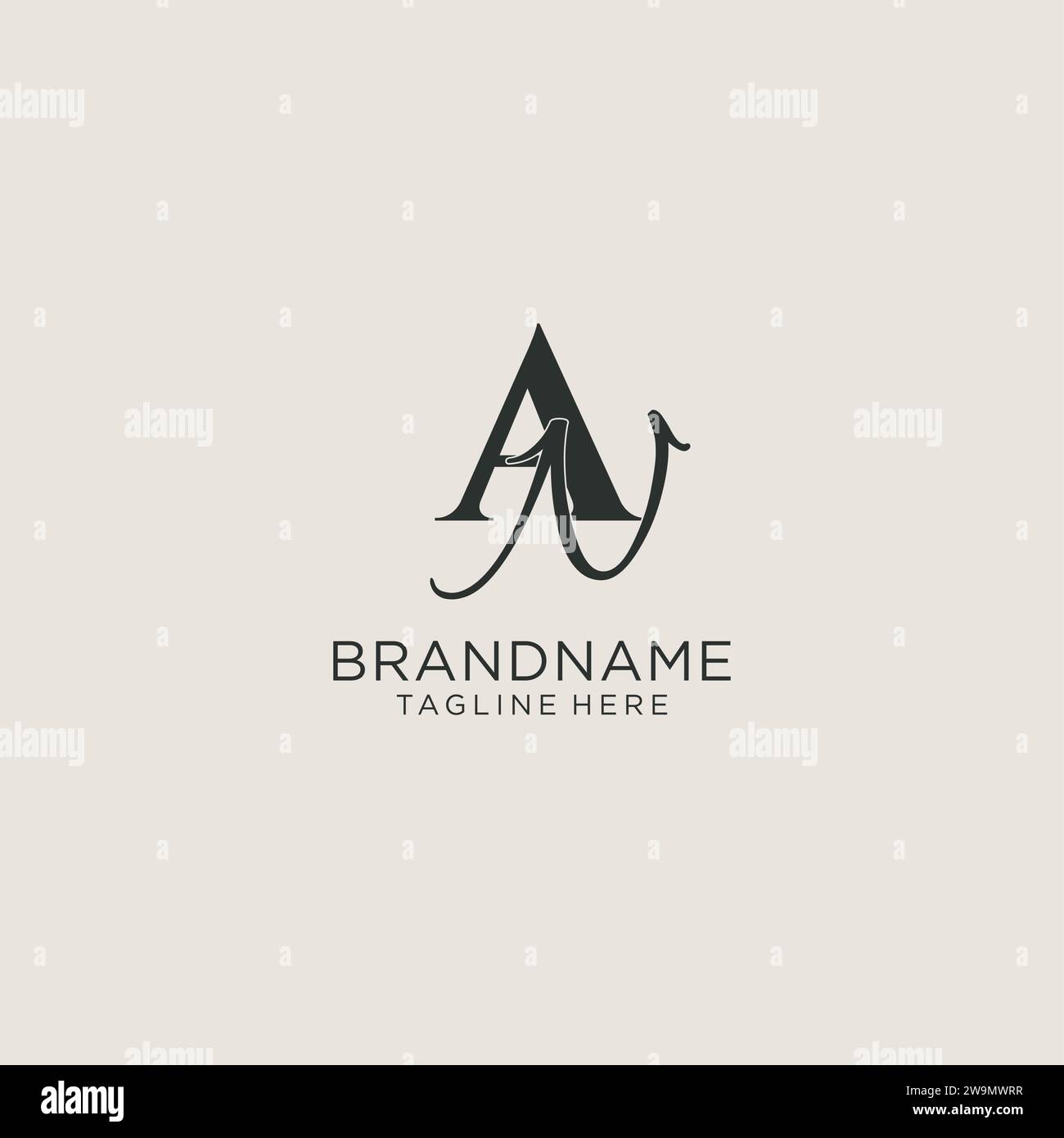 Iniziali di UN monogramma a lettere dallo stile elegante e lussuoso. Immagine vettoriale dell'identità aziendale e del logo personale Illustrazione Vettoriale